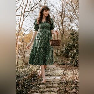 Nesli Nap Dress - Emerald Trellis - Emerald Trellis / XS